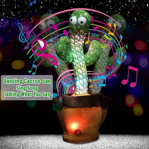 2024 Danza Parlare Canto cactus Peluche ripiene Elettronico con canzone Giocattoli educativi precoci in vaso Per bambini Divertente giocattolo 50 pezzi