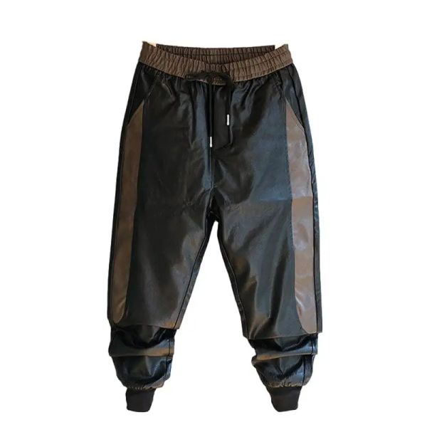Штаны Idopy Новое прибытие осень зимнее мужское мужское хип -хоп искусственные кожаные брюки.