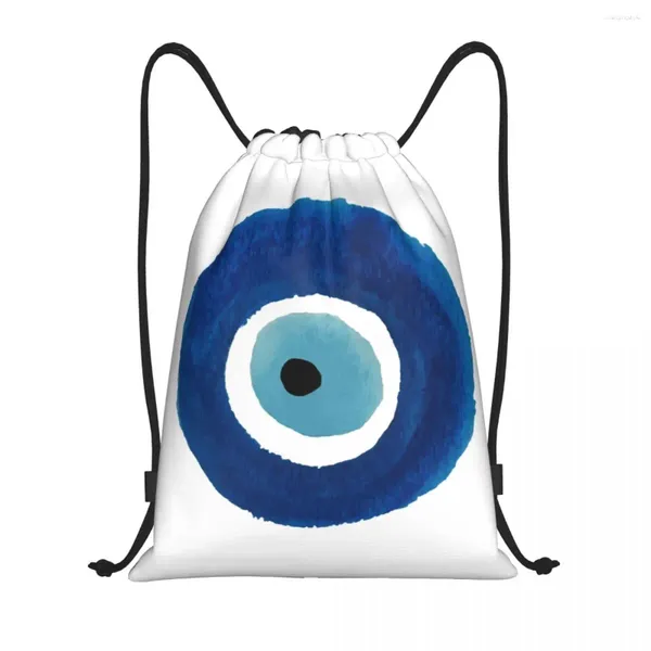 Einkaufstaschen Evil Eye Nazar Malerei Kordelzug Rucksack Männer Frauen Leicht Hamsa Glücksbringer Gym Sport Sackpack Säcke Für