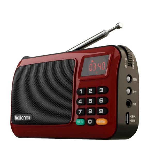Rádio Rolton W405 Mini rádio FM alto-falante reprodutor de música cartão TF USB para PC iPod telefone com display LED