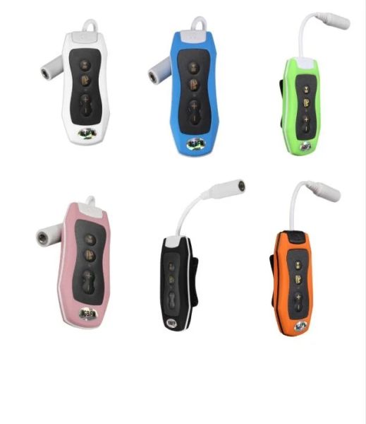 Reprodutor de MP3 à prova d'água portátil sem tela Mini Clip Mp3 Player FM para natação Mergulho Caminhadas com pequeno clipe Design de reprodutor de música