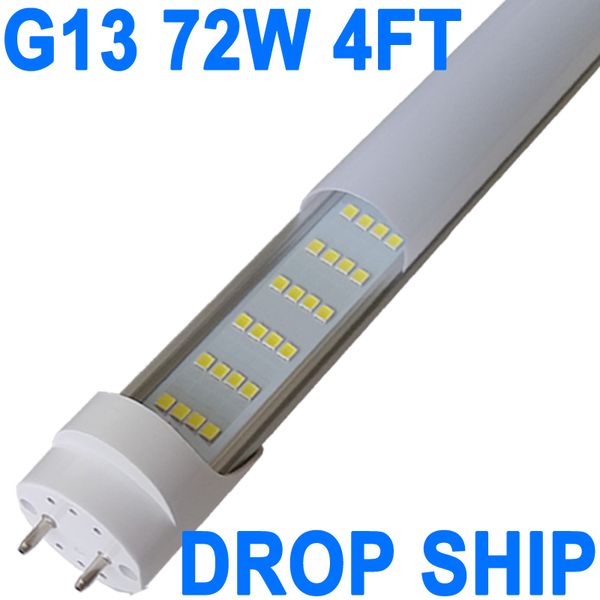 Crestech 4FT 72W T8 LED-Röhrenlicht, weißes Tageslicht, 6500 K, 4' LED-Lampen, Garage, Lager, Laden, Licht, Vorschaltgerät, Bypass, G13-Sockel, T10, T12, Leuchtstofflampe, milchige Abdeckung, AC100–277 V, Crestech