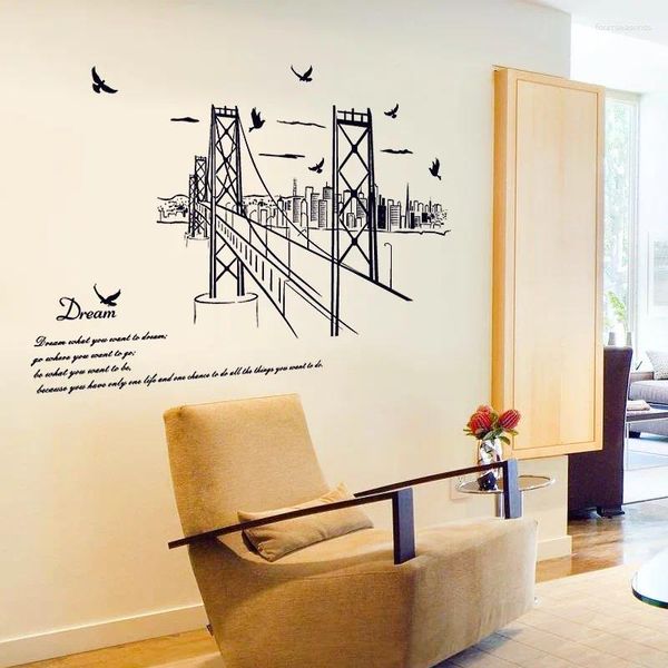 Наклейки на стену, креативное украшение для гостиной, современные обои для подростковой спальни, мост Сан-Франциско, домашний декор, плакат, фреска