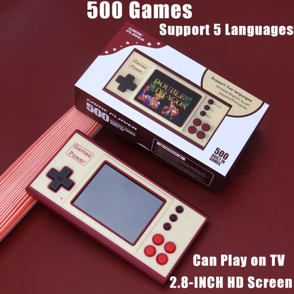 Игроки K30 портативная видеоигра -консоль портативная игровая игровая игрока Builtin 500 Games TV Retro Gaming Console 2,8 -дюймовая подарок экрана для детей