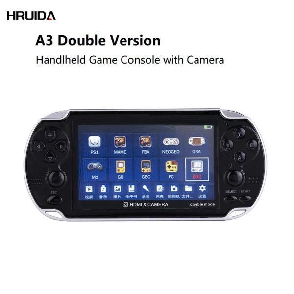 Spieler Neue A3 Doppelversion Handheld-Spielekonsole mit Kamera 4,3-Zoll-HD-TV-Ausgang Integrierte 8G 10000+ Spiele Dual Rocker Retro Arcade