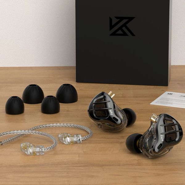 Fones de ouvido KZ ZAR 1DD + 7BA Drivers Melhor Wired In Ear IEMs Fone de ouvido HIFI Fone de ouvido com monitor de metal de alto desempenho com microfone de cabo removível
