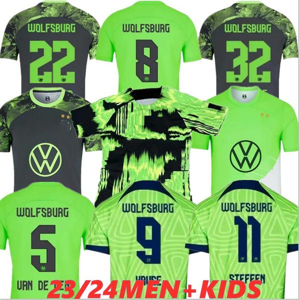 23 24 VFL Wolfsburg Camisas de futebol LACROIX VAN DE VEN 2023 2024 ARNOLD GERHARDT SVANBERG MARMOUSH VENTO KAMINSKI WALDSCHMIDT WIMMER Kids Kits camisa de futebol