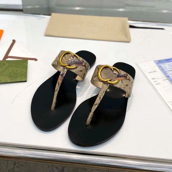 Designer-Flip-Flops, Luxus-Hausschuhe, Modekette, Metall, dünnes schwarzes Leder, Slides, Marke, beige Sandalen, Flippers, kausale Damen-Damensandalen