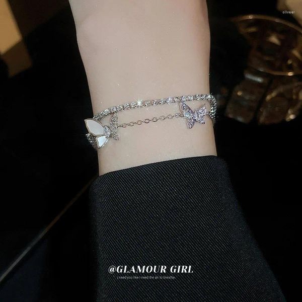 Link Bracelets Purma Butterfly Zircão Bracelete Korea Moda de luxo simples Chave de cristal versátil Advanced Handicrafts