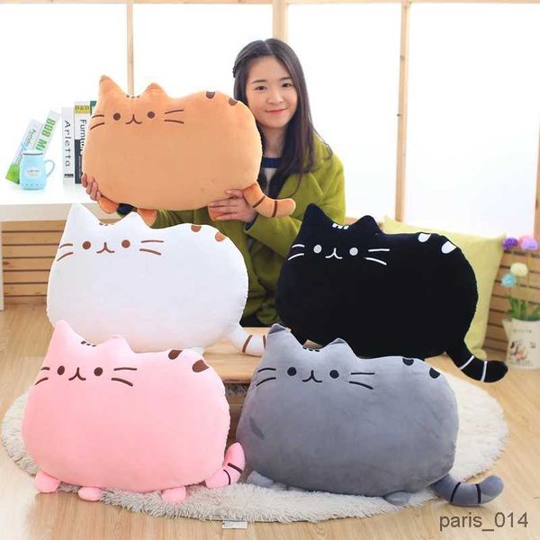 Animais de pelúcia de pelúcia Kaii Travesseiro de gato com algodão PP dentro de biscoitos Brinquedos infantis Boneca Brinquedos de pelúcia para bebês Capa de almofada grande Peluche Presente para amigos crianças