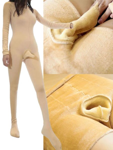 Kısa Spanties Unisex Poleece Kış Vücut Stok Penis Kılıfı Yakın Açık Kasık Bodysuit Taytlar Termal İç iç çamaşırı pijamalar Leotard Leotard Unitard