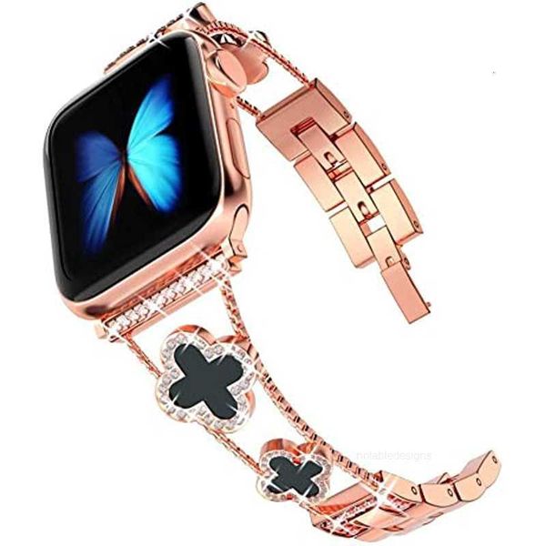 Designer de pulseiras de relógio de diamante de metal de luxo para Apple Watch Bands 49mm 45mm 38mm 40mm 42mm 44mm Mulheres Bling Slim Glitter iwatch Series Ultra 8 7 6 5 4 3 SE designerTDT2TDT