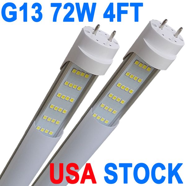 G13 LED ampuller, 72W no-rf rm sürücü 7500lm 6500k 4 ayak LED ampuller, T8 T12 LED yedek ışıklar, G13 tek pinli sütlü, F96T12 Floresan Ampul Crestech