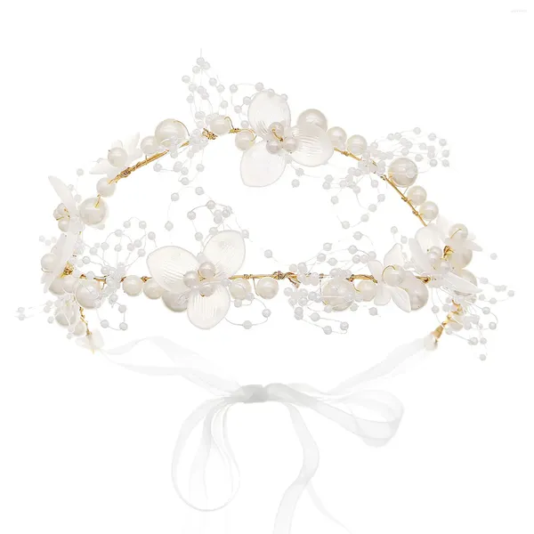 Kopfbedeckungen, Blumen-Haarband für Frauen, Perlen-Dekor, Schnürung, elegante Schönheit, Geburtstag, Bühne, Party, Frisurherstellung
