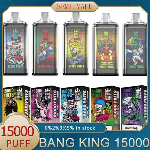 Original Bang King 15000 15K Puff 15000 15K Recarregável Vape Pen E Cigarro Bobina de Malha 25ml Pré-preenchido 650mAh Bateria Caixa de Cristal vs puffs 15k bang 15k vape