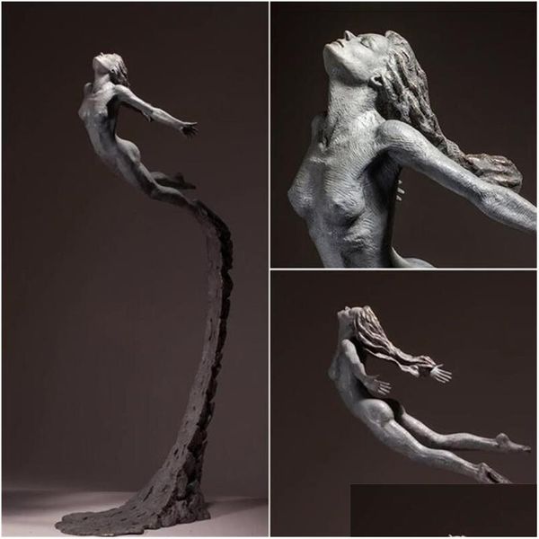 Oggetti decorativi Figurine Resina Moderna Arte Nuda Statua da collezione Ragazza nuda sexy Figurine Desktop da ufficio Artigianato fatto a mano Scpt Dh6Ti