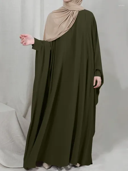 Roupas étnicas Mulheres Muçulmanas Uma Peça Jilbab Oração Vestido Nida Long Batwing Abaya Dubai Arábia Saudita Islam Hijab Robe Ramadan Cor Sólida