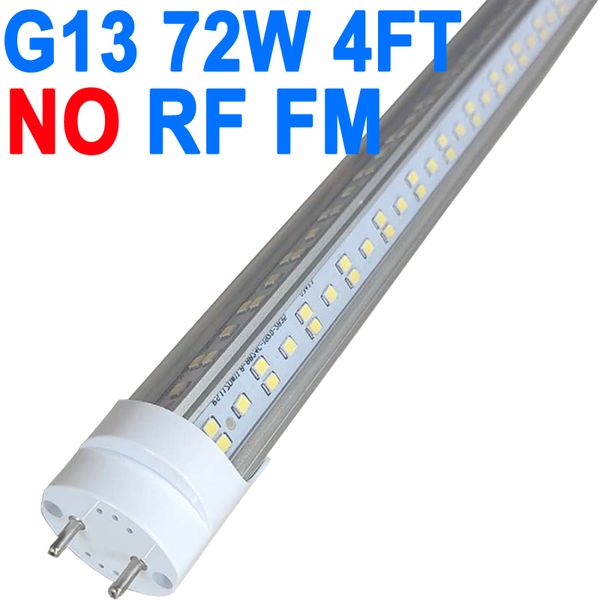 Lampadina LED T8 T10 T12 4FT, luce da negozio LED 72W 4FT 7200 lumen, luce bianca 6000K, sostituzione tubo fluorescente LED, copertura trasparente, mobile base G13 bi-pin crestech