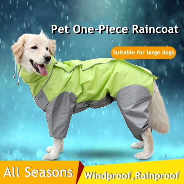 Capas de chuva ajustáveis para animais de estimação com capuz à prova d'água casaco parsnip jaqueta para cães grandes refletor tira ternos de segurança ponto capa de chuva