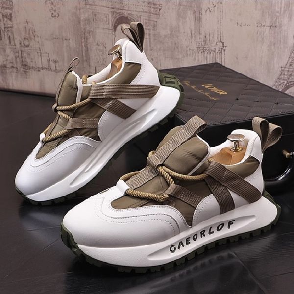 Primavera outono sapatos masculinos newtrend moda couro pano emenda hip hop plataforma sapatos casuais zapatillas hombre 10a24