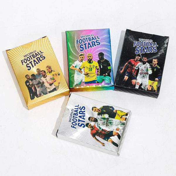 55 cartões de coleção de estrelas de cartão de folha de ouro de futebol da Copa do Mundo