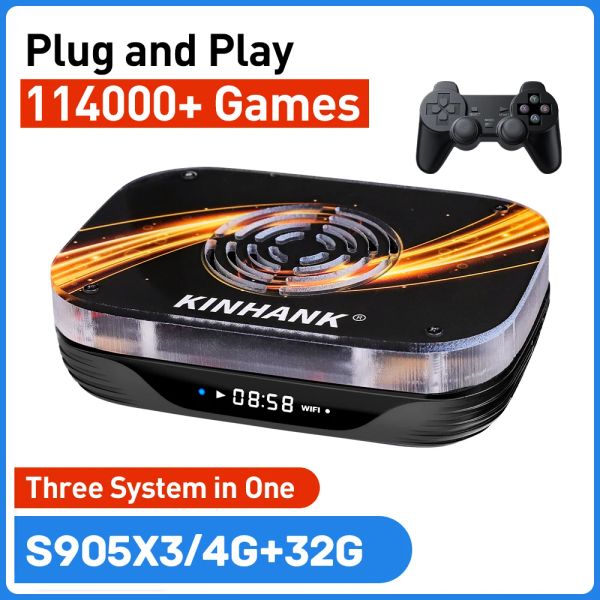 Consoles Super Console X3 Plus Retro Game Console para PSP / PS1 / N64 / Sega Saturn / DC 114000 + Games4K / 8K HD TV Box Video Game Player Dual Wifi