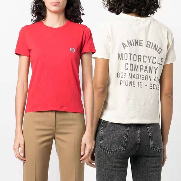 Дизайнерская белая классическая футболка с английскими буквами и логотипом со старым принтом, хлопковая женская красная футболка с круглым вырезом и короткими рукавами