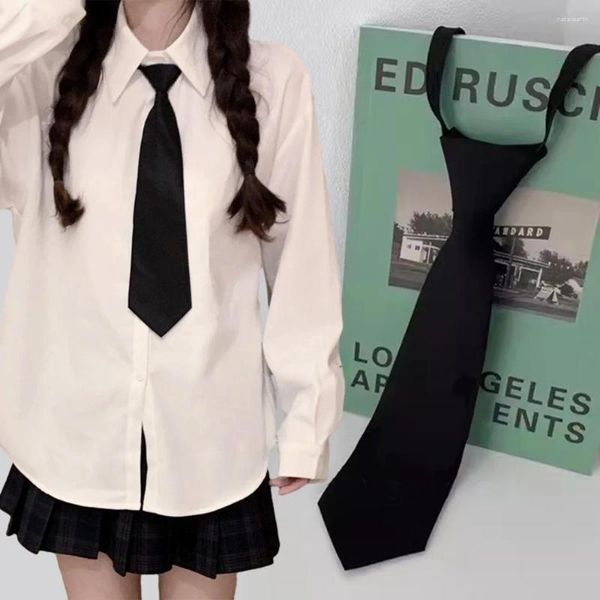 Gravatas borboletas unissex, uniforme preto, coreano, com zíper, camisas de estudante, gravatas, segurança, fosca, pescoço preguiçoso, acessórios para homens e mulheres