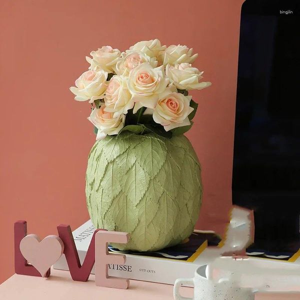 Vasos simples criativo abóbora resina vaso artificial flor escritório tv gabinete acessórios artesanato casa sala de jantar ornamentos decoração