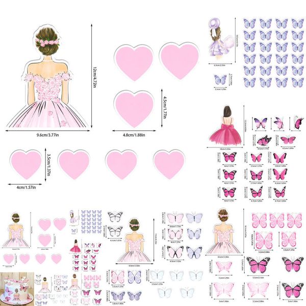 Nuova nuova ragazza farfalla Decor fai da te rosa buon compleanno Toppers festa di nozze Cake Topper Dessert Decorazione Baby Shower regalo