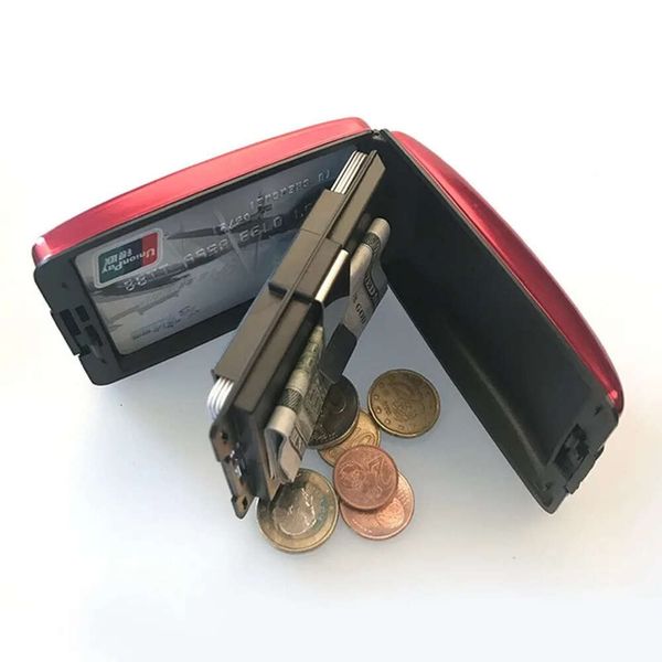 Madeni para cüzdanları cüzdan kredi kartı kasası anti rfid tarama koruyucusu unisex banka kartı tutucu metal cüzdan