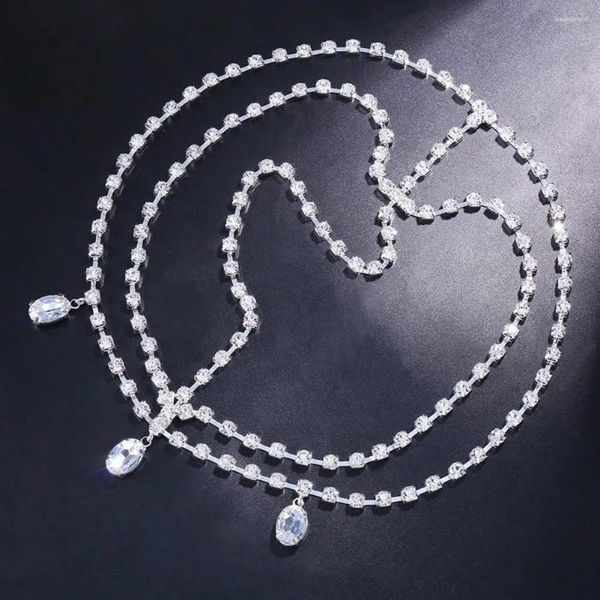 Fermagli per capelli Catena scintillante Momenti preziosi Accessorio Testa di strass Gioielli per le donne Matrimonio da sposa Po Prop Prom