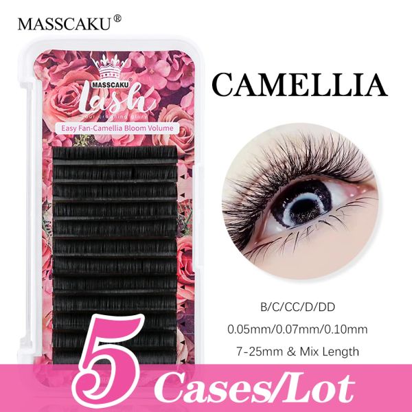 Cílios Masscaku 5 pcs Extensão de cílios CC Curl 0,07 820mm Bandeja mista Fácil Volume Lash Extensions Auto