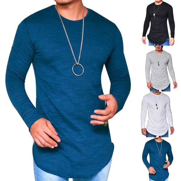 Herbst winter t-shirt Männer Niedrigen Preis Langarm Männer T-shirts Slims ONeck Feste Kleidung T-shirt straße casual baumwolle pullover 240219