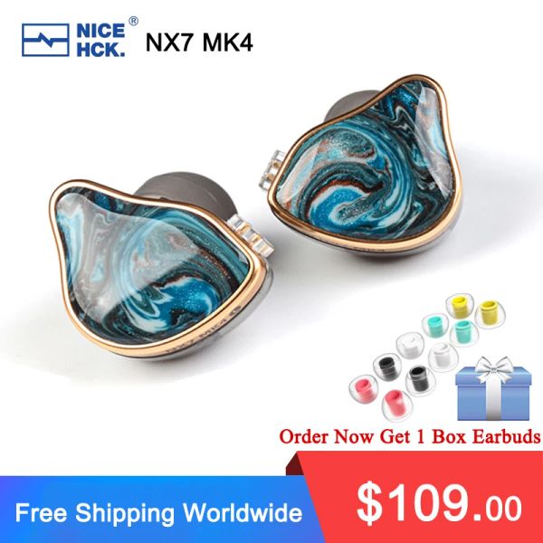 Cuffie Nizzahck nx7mk4 in legno stabilizzato Hifi Music Earbud 7 unità driver auricolare ibrido Audiofilo auricolare con filtri di accordatura sostituibili IEM