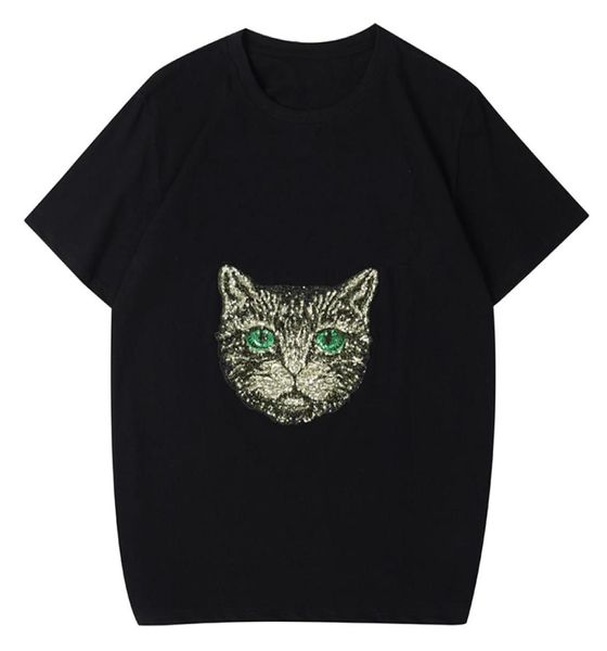 Модная футболка с принтом кота, роскошные мужские дизайнерские футболки с коротким рукавом, высококачественные черно-белые футболки, размер SXXL4391006