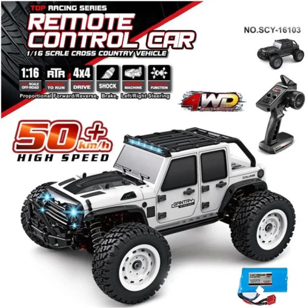 CARS 16103 Fast RC Cars 50 km/h 1/16 Off Road 4WD mit LED -Scheinwerfern, 2,4 g wasserdicht