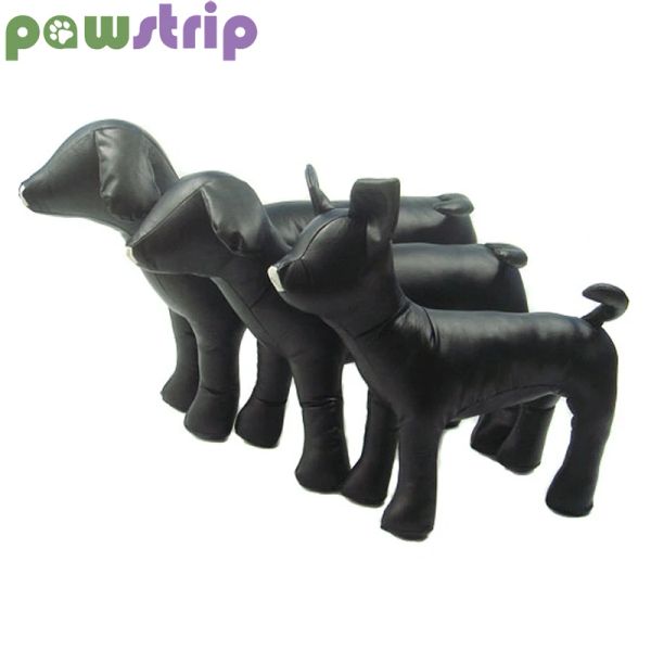 Brinquedos pawstrip 1pc couro cão manequim posição de pé modelos de cães petshop exibição para roupas colarinho brinquedos para cães de estimação