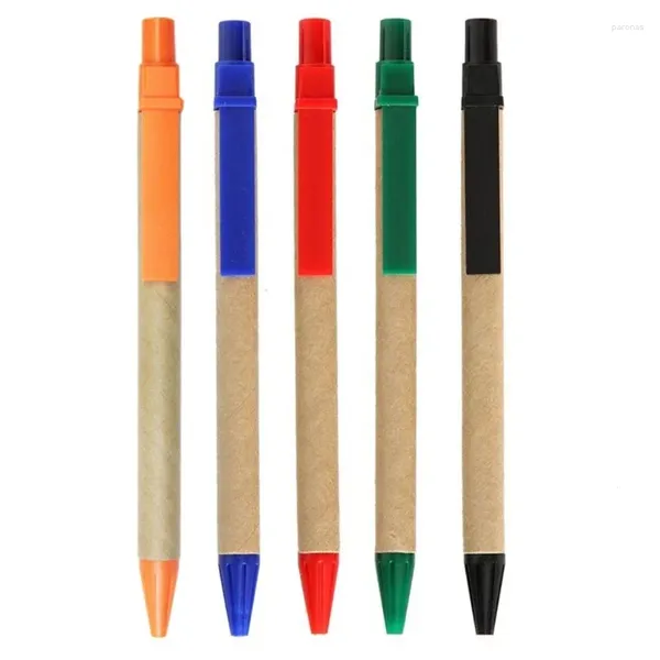 10 шт., выдвижная шариковая ручка, бумажный стержень, синий, плавно пишется для школьного офиса