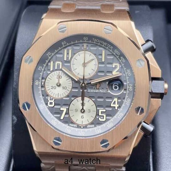 Fliegeruhr, Top-Armbanduhr, AP-Armbanduhr, Royal Oak Offshore-Serie, Herrenuhren, 42 mm Durchmesser, Präzisionsstahl, 18 Karat Roségold, Herren-Freizeit-Luxusuhr 26470OROOA125