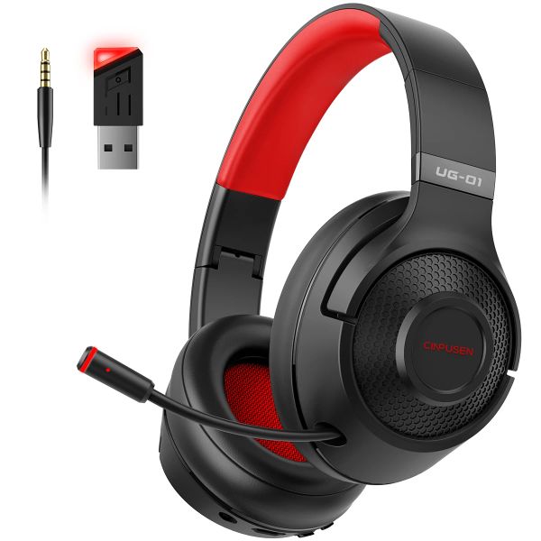 Kopfhörer Picun UG01 2,4 GHz kabelloses Bluetooth-Headset für PS5 PS4 PC Gamer OverEar kabelgebundene Gaming-Kopfhörer mit Mikrofon USB-Dongle