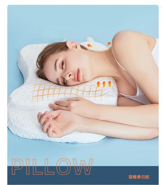 Almofadas de espuma de memória para travesseiro cervical, contorno para alívio de dor no pescoço, cama ortopédica, sono lateral
