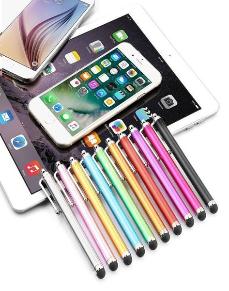 500 peças nova caneta universal de alumínio touch screen stylus longa para iphone para samsung huawei etc tablet laptps outros telefones celulares8791548