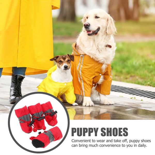 Vestuário para cães 4 PCS Pet antiderrapante sapatos práticos botas cachorrinho cordão para pano de chuva ao ar livre protetor