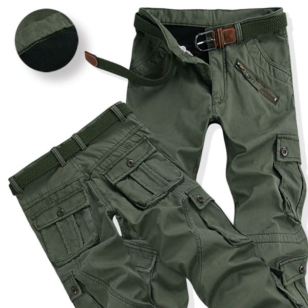 Pantaloni invernali addensati in pile pantaloni tattici cargo militari tuta pantaloni casual in cotone militare da uomo pantaloni joger larghi larghi caldi