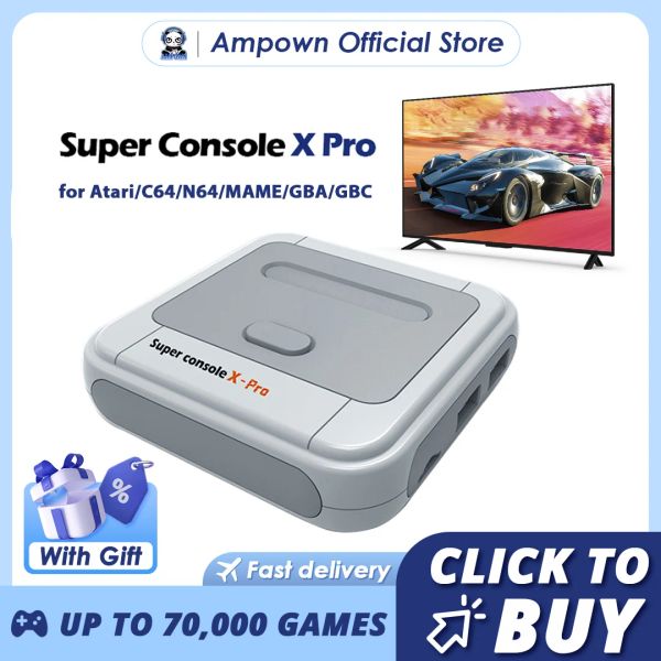 Konsollar Ampown Super Console X Pro Oyun Kutusu Yerleşik 70.000 Oyunlar 4K HD TV Video Oyunu Konsolu Çift Sistem Multimedya Oyuncu Settop Kutusu