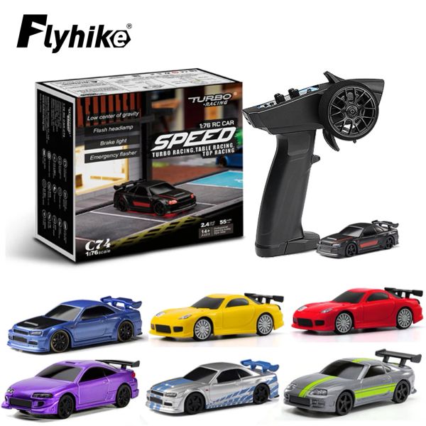 Carros turbo racing 1:76 c64 c73 c72 c74 drift carro de controle remoto com rádio giroscópio brinquedo rc proporcional completo kit rtr presentes para crianças