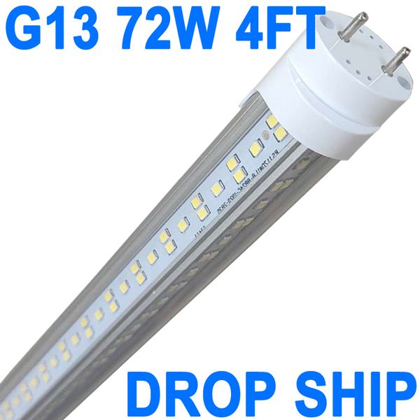 T8 72 Watt 48 inç Tüp Ampul, 6500K, 7200 Lümen, Gün ışığı, G13 Bi-Pin Base T8 Çift uç Güç Garaj Barn Dolap Crestech için Floresan Ampul