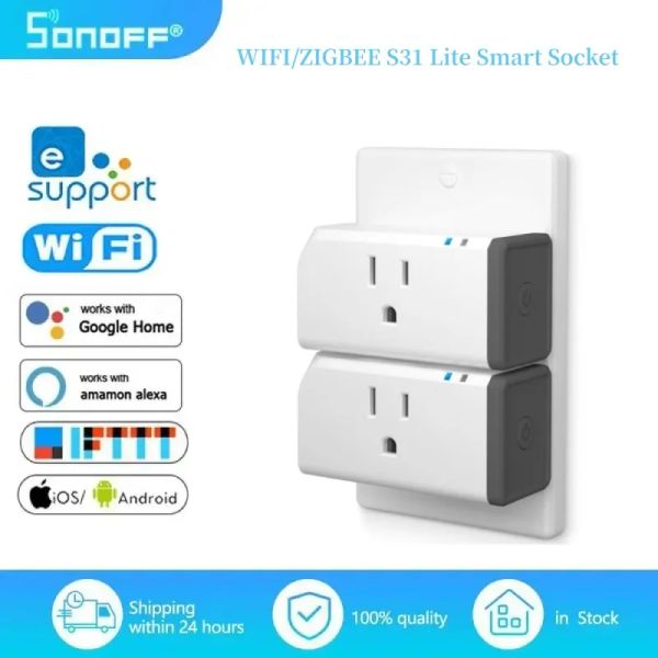 Kontrol Sonoff S31 Lite Zigbee Akıllı Fiş Kablosuz Kontrol Güç Soketi Ses Zamanlama Çıkış Adaptörü Ewelink App ve Alexa ile Çalışma