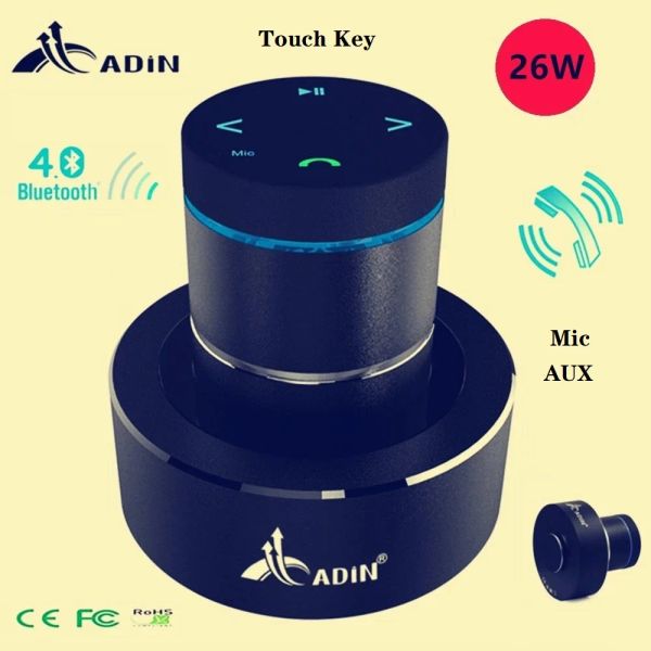 Alto-falantes originais adin 26w metal vibração alto-falante bluetooth toque estéreo baixo sem fio subwoofer microfone portátil música alto-falantes para telefone